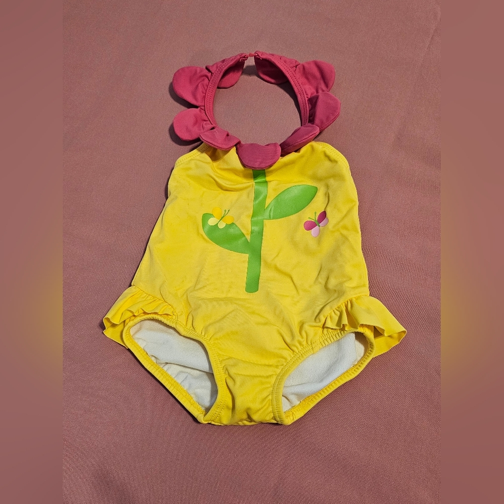 Gymboree One Piece Swim Suit with Petal Collar, NWOT, Size 3-6 months